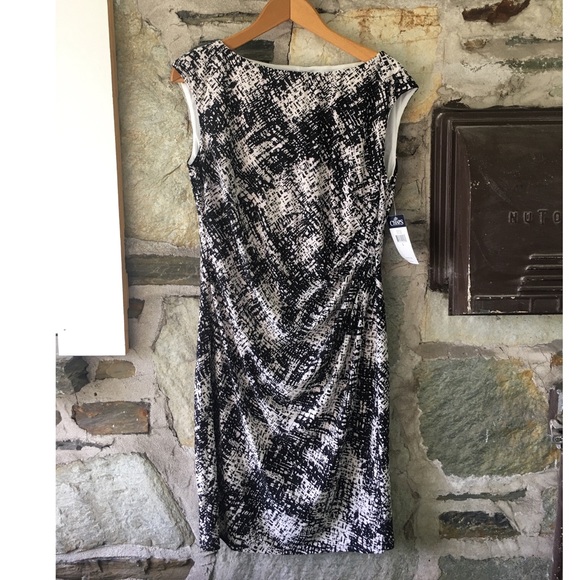 Chaps B/W Patterned Sleeveless Dress NWT, Sz L